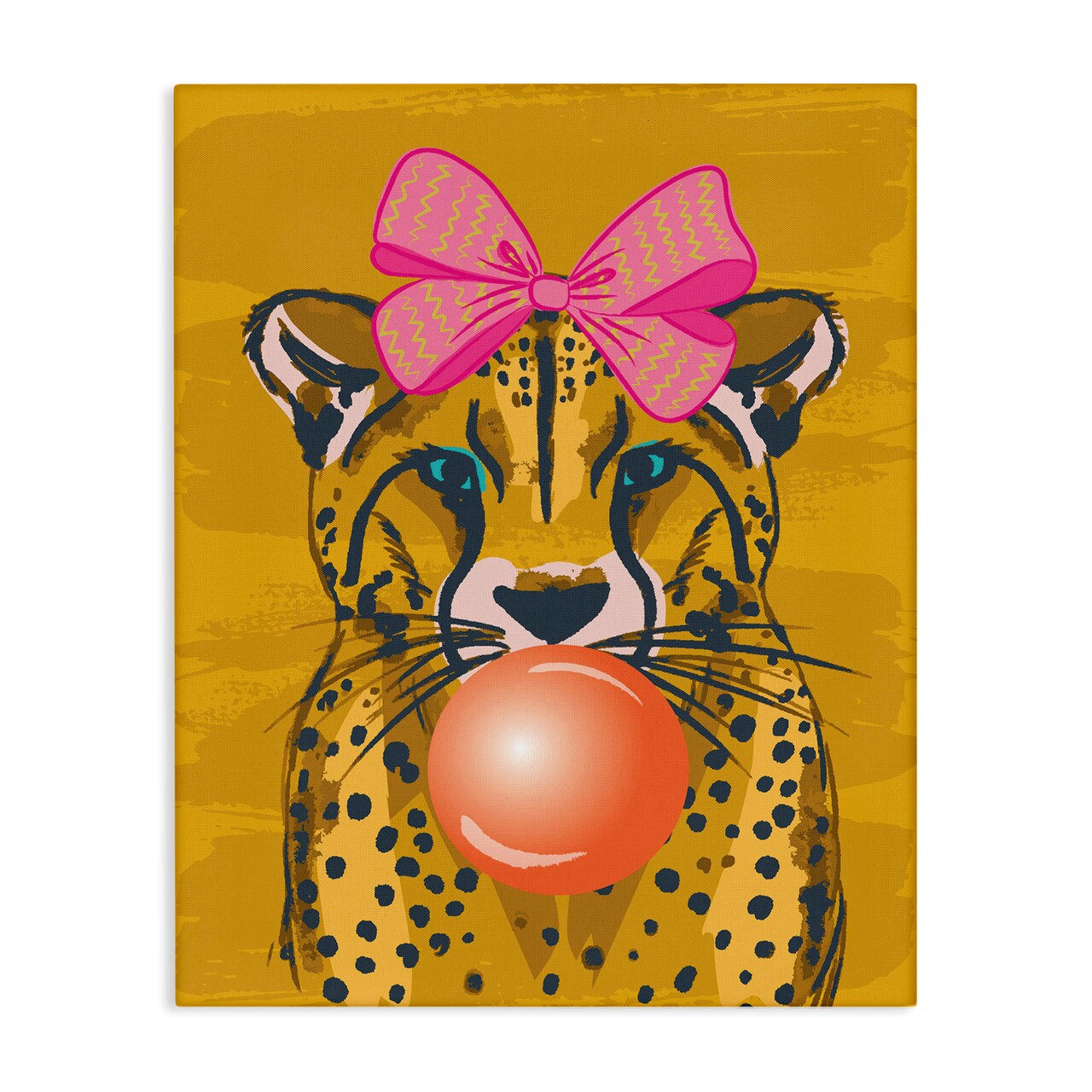 Stupell Industries Trendy Cheetah & Bow Canvas Wall Art Design by Lisa Perry Whitebutton